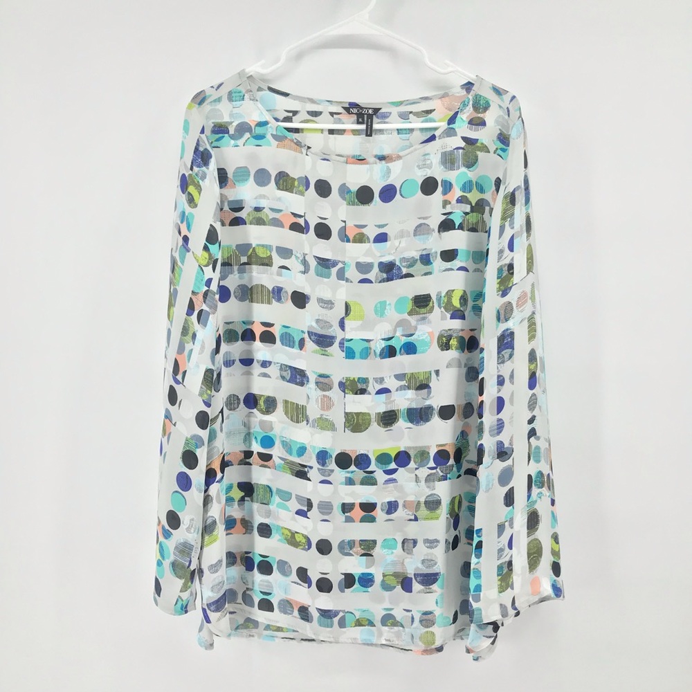 Patterned Nic + Zoe Long Sleeve Blouse Size XL